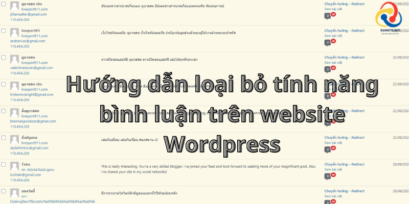 Hướng dẫn loại bỏ tính năng bình luận trên website Wordpress