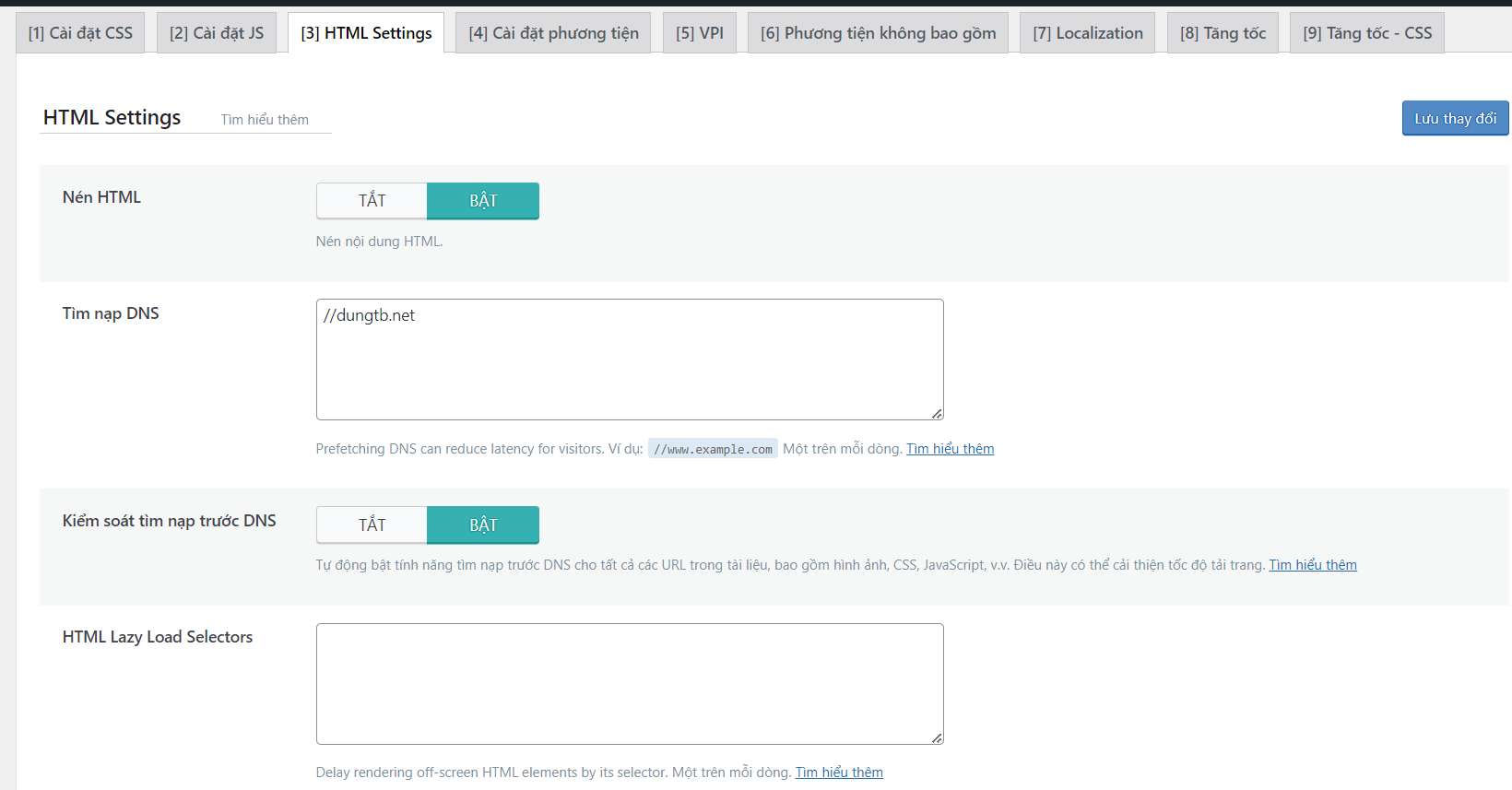 Cai dat va su dung LiteSpeed Cache HTML Settings