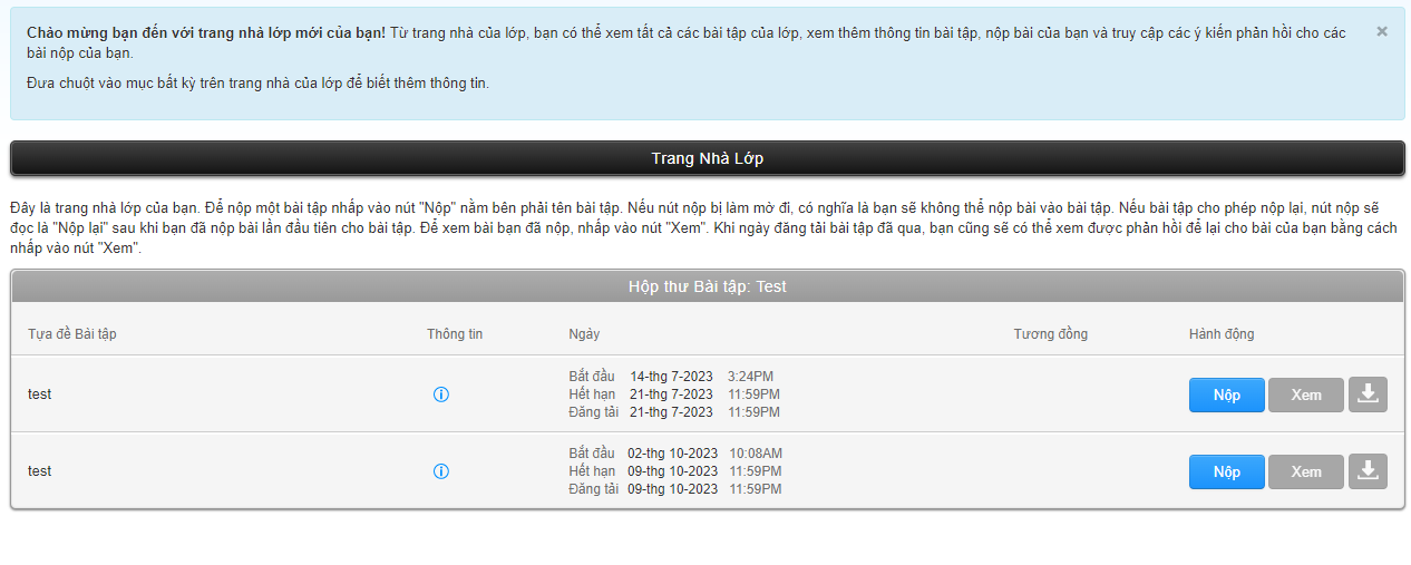Ví dụ nộp bài Turnitin