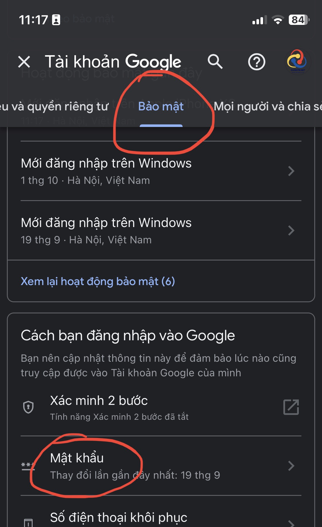 đổi mật khẩu gmail bằng điện thoại