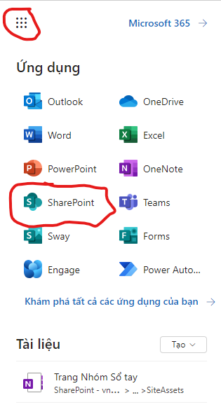 hướng dẫn vào SharePoint