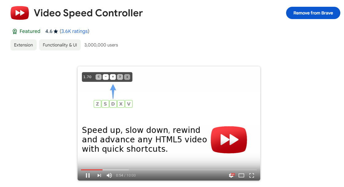 Video Speed Controller Plugin