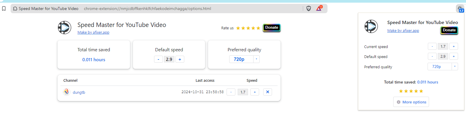 cach su dung plugin Speed Master for YouTube dungtb.net
