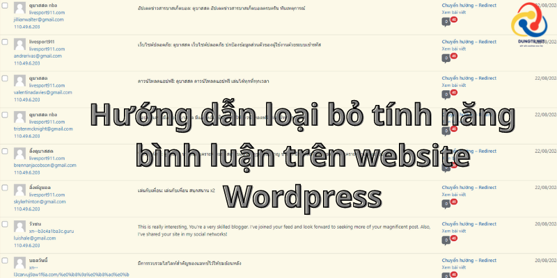 Hướng dẫn loại bỏ tính năng bình luận trên website WordPress